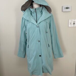 Coldwater Creek Aqua Hooded Rain Jacket